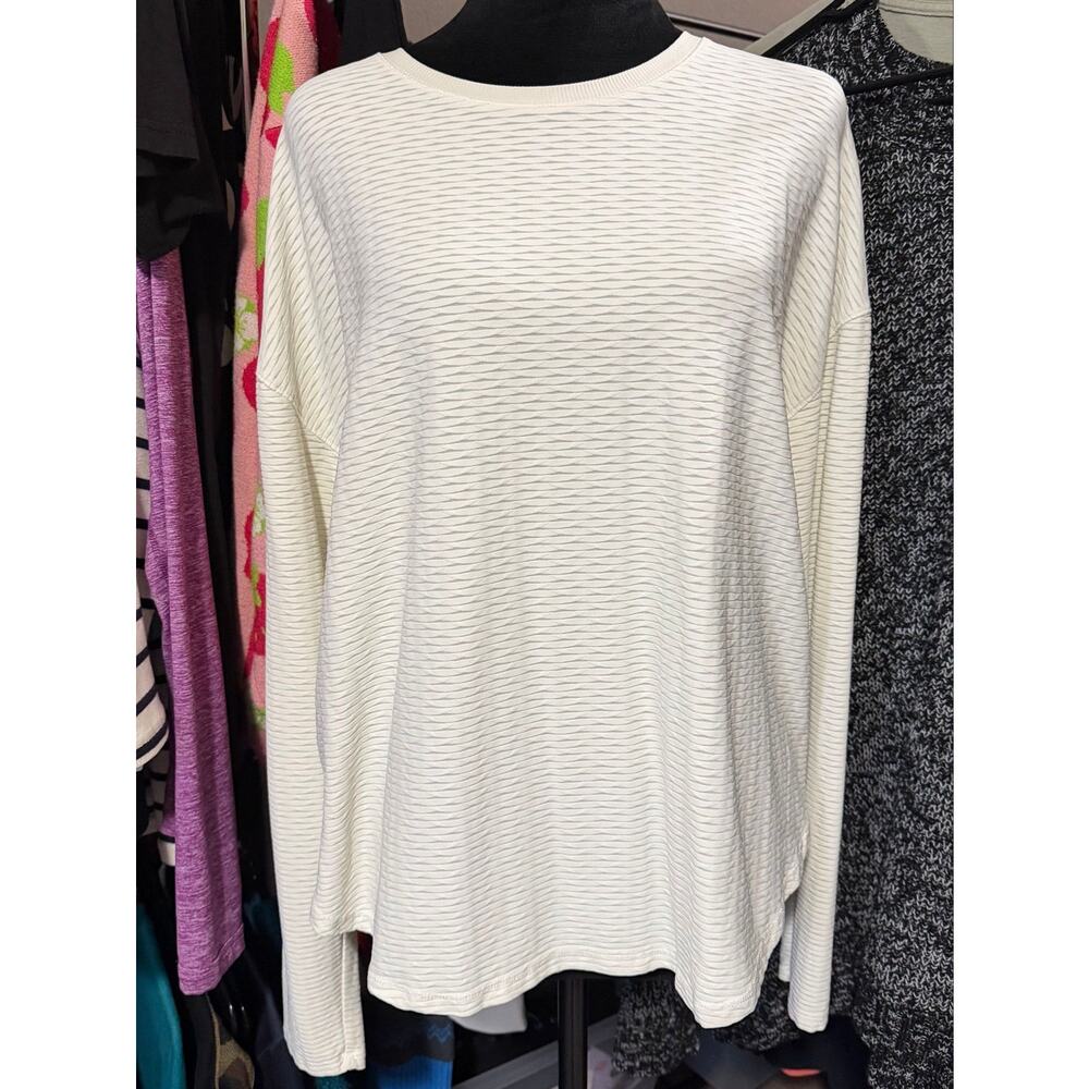 Calia Womens Diamond Mesh Pullover Long Sleeve Top Size Large